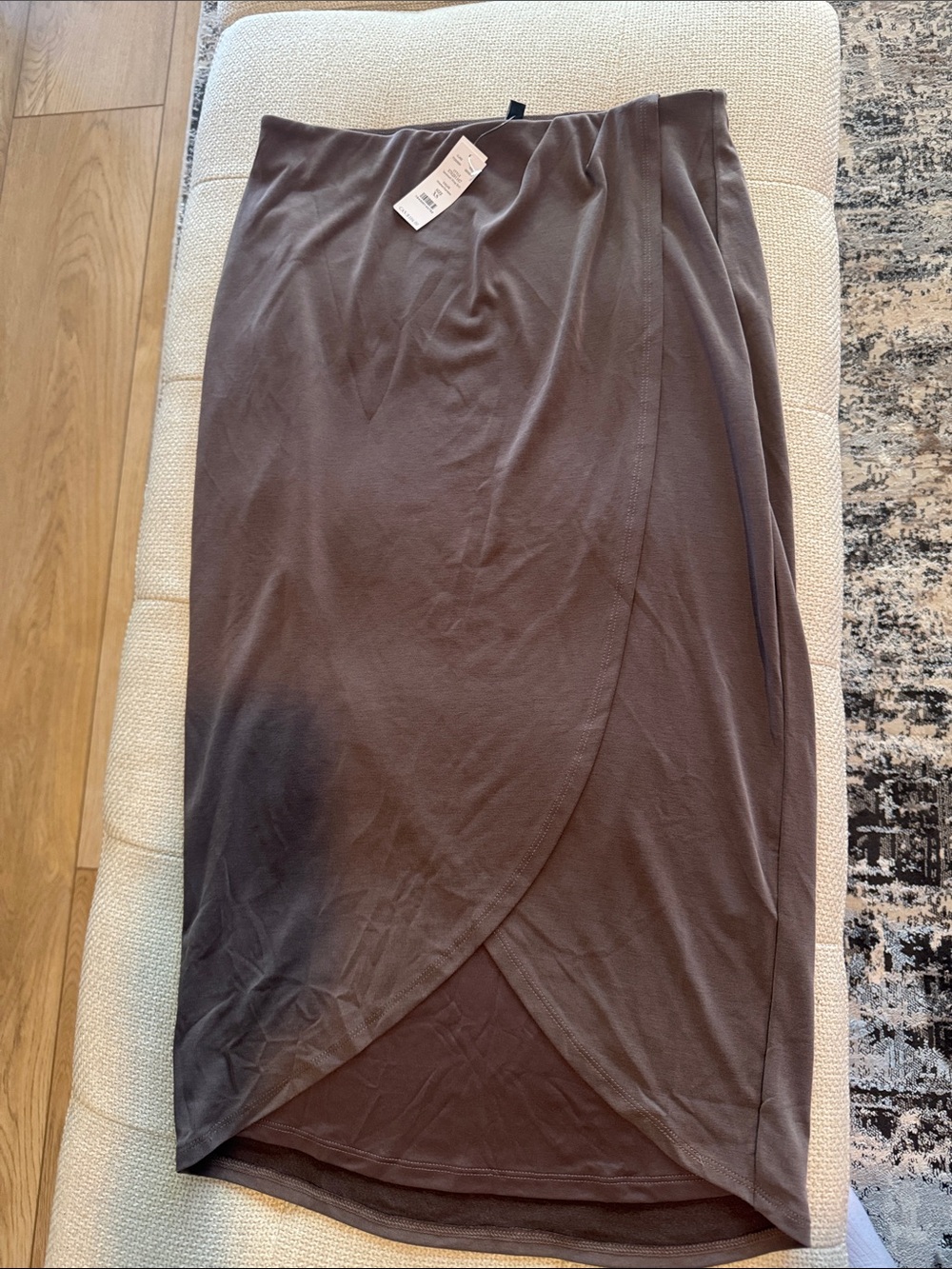 White House Black Market Brown Wrap-Front Midi Skirt